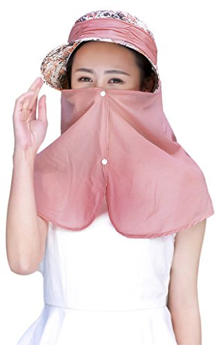 AfinderDE Damen Sonnenhut mit abnehmbar Nackenschutz Frauen UV Schutz Outdoor Faltbar Ultrleicht Sommerhüte für Gartenarbeit Fahhrad Camping Fishing