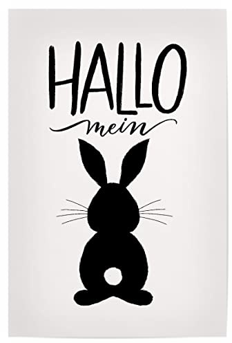 artboxONE Poster 30x20 cm Typografie Hallo Mein Hase hochwertiger Design Kunstdruck - Bild hase Frohe Ostern Hallo