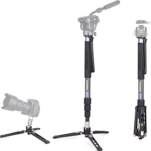 Carbon Fiber Video Monopod-INNOREL VM75CK Professional Monopod Removeable Multifunctional Travel Tripod Stand for Gopro DSLR Camera Telescopic Camcorders, Max Load 10kg(Monopod Only)