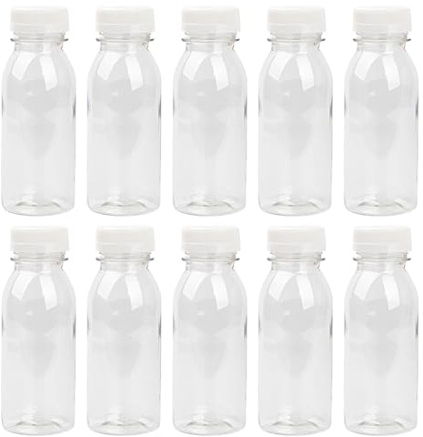 Scicalife Vide Bouteilles De Jus En Plastique avec Bouchon 200ML Large Bouche Clair Yogourt Pots Boire Du Bouteilles Confitures Gelée Récipient pour Le Miel De Mariage (12 Pièces)