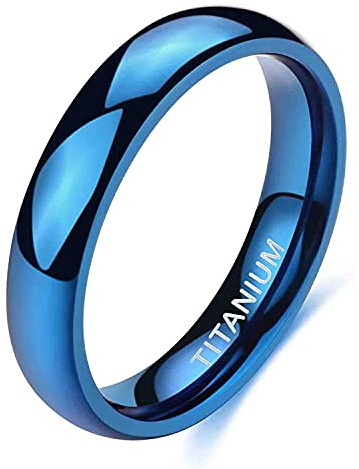 Zakk Ringe Herren Damen Titan Blau Schmal Vorsteckring Poliert Verlobungsring Ehering Partnerringe Trauringe 2mm 4mm (4mm,60 (19.1))