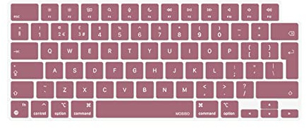 MOSISO Keyboard Cover Skin Compatible with MacBook Air 13.6 M3 A3113 M2 A2681 2025-2022, for MacBook Air 15 2025-2023, for Mac Pro 14/16 inch M4 M3 M2 M1 2021-2025, EU Layout, Tea Petal Pink