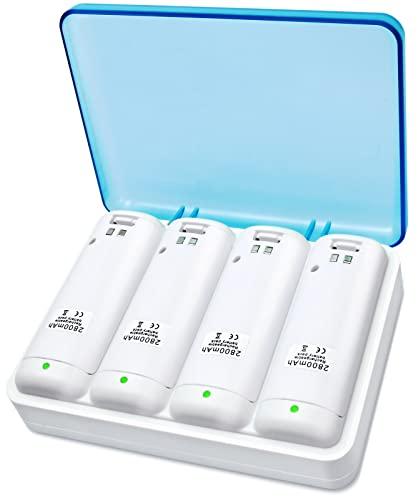 TechKen 4 Pack Rechargeable Battery Charger Dock Station for Wii Remote Controller