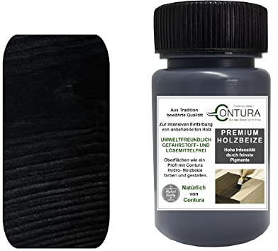 Holzbeize Pinselflasche 50ml. Beizprobe Retuschier Beize Reparaturflasche Holz Tischler Farbe Farbbeize Wasserbeize (Schwarz)