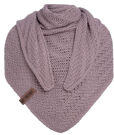 KNIT FACTORY - Dreiecksschal Sally - Damen Strickschal mit Wolle - Grob gestrickten Schal - Hochwertige Qualität - XXL Schal - 220x85 cm