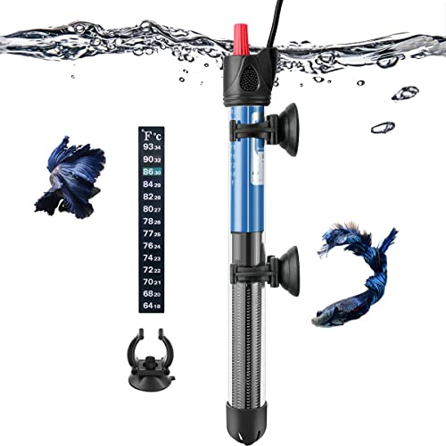 PYPABL 25W 50W 100W 200W 300W Chauffage d'Aquarium, Chauffage en Verre Submersible pour Réservoir de Poissons et Tortues 10L-300Litres (100W)