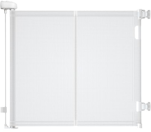 Treppenschutzgitter Ausziehbare für Babys,0-140 cm,83 cm Hoch Baby Absperrgitter Treppenschutzrollo,Einhändig Bedienbar,Geeignet für Treppen/Türen/Innen & Außen türschutzgitter (140cm/weiß)