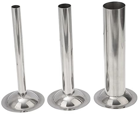 KICHOUSE 3pcs Sausage Stuffer Tubes Stainless Steel Sausage Filling Funnels for Meat Bags Ground Venison Beef Kitchen Helper