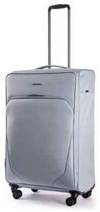 Stratic Mix Koffer Weichschale Reisekoffer Trolley Rollkoffer groß, TSA Kofferschloss, 4 Rollen, Erweiterbar, Größe L, Steel