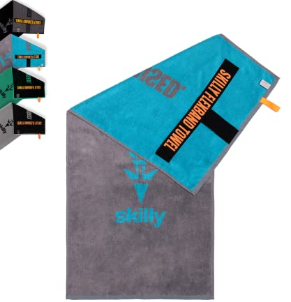 skilly FBT120 Asciugamano Fitness I 120x50cm I Progettato in Germania e prodotto in Portogallo I Asciugamano funzionale con funzione antiscivolo in cotone di alta qualità certificato Öko-Tex