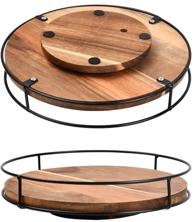 Plato Giratorio Especias, Especiero Giratorio Madera 25cm, Bandeja Giratoria Redonda Organizador Antideslizant, Relota Especieros Soporte Giratorio Pare Cocina Armario Despensa Frigorífico