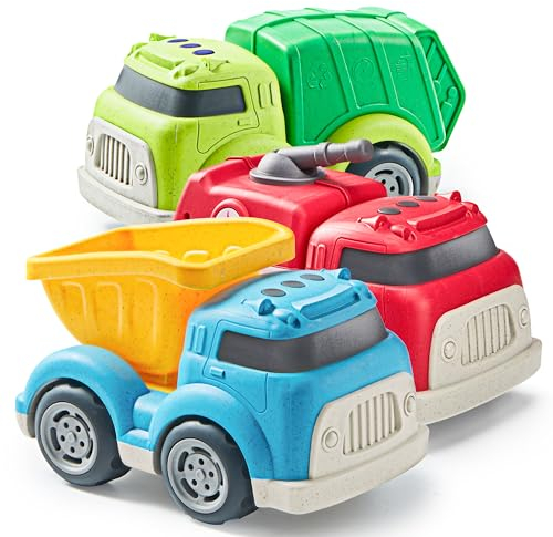 JOYIN 3er LKW-Autospielzeug für Kinder, inklusive Müllwagen, Kipplaster Sandkasten und Feuerwehrauto,Indoor Outdoor Sandspielzeug, Geschenk für Jungen und Mädchen ab 2 3 4 5 6 7 Jahren