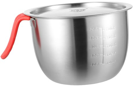 LIFKOME Bol à Mélanger en Acier Inoxydable 3l Argenté, 1 Set | Couvercle Inclus, Usage la Cuisine et Extérieur, Transport Facile, Rangement Simple
