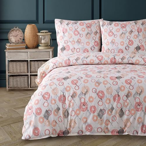 Buymax® Bettwäsche 135x200 80% Baumwolle, 20% Polyester 4-Teilig Bettbezug - Bettwäsche-Set 135 x 200cm mit 2 mal Kissenbezüge 80x80cm, ÖKO-TEX Baumwollmischung-Bettdeckenbezug mit Reißverschluss