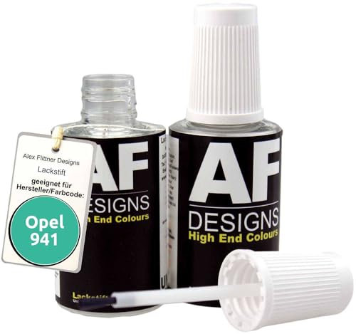Alex Flittner Designs Lackstift Set kompatibel mit Opel GRUEN metallic 941 schnelltrocknend 2x20ml Autolack