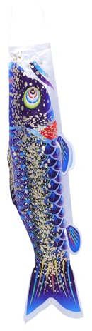 KONTONTY Japanischer Fisch Windsack Karpfenflagge 100cm Für Außendekoration Wetterfester 3d-fisch Windsack Für Garten Terrasse Hof Hängende Japanische Windsocken Gartendekor