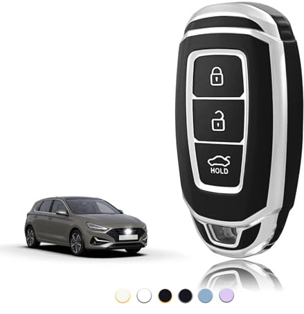 TOOMUME Schlüsselhülle TPU, Autoschlüssel Hülle Passt für Hyundai i10 i20 i30 i20N i30N Santa Fe IG Grandeur Kona Elantra Tucson Accent Solaris, Schlüsselcover Schutz Schlüsselgehäuse - Smart Key