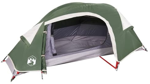 vidaXL Kuppel Campingzelt 1 Person, Kuppelzelt mit Netzwände, Wasserdicht Wurfzelt mit abnehmbarem Überzelt, Grün 185T Polyester