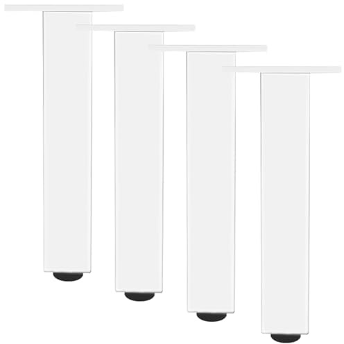 SZLXJMFL White, 4pcs Table Legs DIY Metal Furniture Feet Adjustable 6cm-40cm Heavy Duty Sofa Legs Cabinet Legs Cupboard Feet Kitchen Foot, Rubber Anti-slip Mat, Free Screw-18cm/7