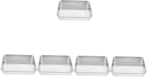 Amosfun 5 Pz Piatto Rettangolare Teglia Forno Antiaderente Scatoloni Bistecchiera Teglie Da Forno Teglia in Acciaio Inox Tortiera Fai Da Te Tortiera Tiramisù Acciaio Inossidabile