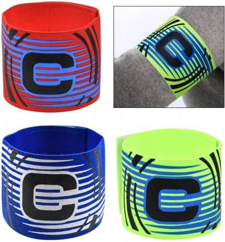 Rapidbok Juego de 3 Brazalete de Capitán de Fútbol, Ajustable Banda del Capitán, Elástico Brazalete de Capitan de Futbol, para Niños y Adultos Junior Apto