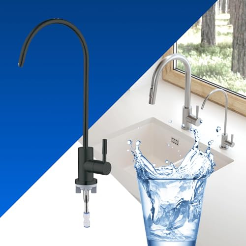 LAXARA Kaltwasserhahn & Wasserhahn für Wasserfilter & Umkehrosmose aus Edelstahl | Osmose Armatur | Osmose Wasserhahn | EIN-Weg-Wasserhahn | Ideal für gefiltertes Wasser | (Schwarz Matt)