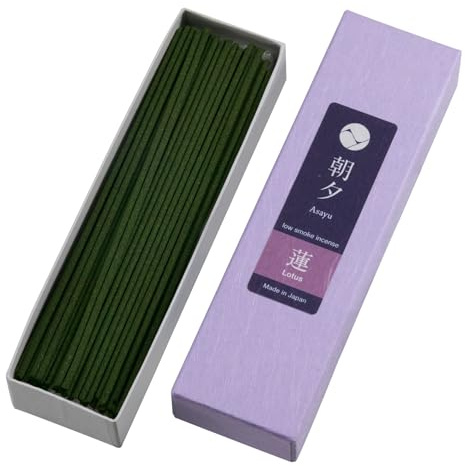 Asayu Japan Incienso Japonés Premium de Flor de Loto - Varillas de Bajo Humo para Calma y Bienestar, Artesanales con Materiales Naturales, Hecho en Japón - 20g