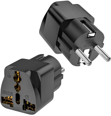 VIEVRE 2 Stück Reiseadapter, Adapter China Deutschlandstecker, Stecker Adapter, Universal EU Adapter für USA UK Thailand Schweiz China Italien etc, Schwarz