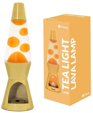 Fisura - Lampe à lave avec bougie. Lampe sans électricité. Jaune. Éco-responsable. Cadeau original. Dimensions : 29 cm x 8,5 cm (bougie non incluse)