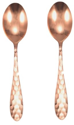 EnerCoppeX Kupferlöffel, 99.9% Pure Kupfer lange Suppenlöffel, langlebige Dessertlöffel, Tisch Löffel Gebrauch für Haus, Küche und Restaurant (2)