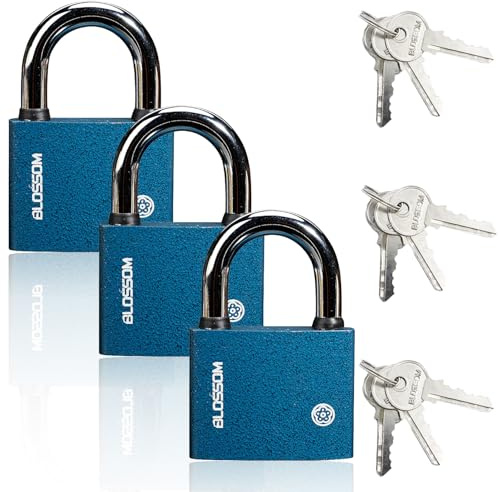 ZOCONE 3 PCS Iron Padlocks with Keys 32 MM Heavy Duty Iron Padlock with 9 Keys Outdoor Weatherproof Pad Lock, Small Padlocks for Shed Warehouse Security Office Locker
