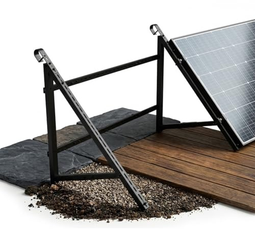 Balkonkraftwerk Halterung Schwarz von Tergato – Solarpanel Halterung für Balkon & Wand – Verstellbar 30-50° – PV Modul Set aus Aluprofil – Rostfreier Stahl