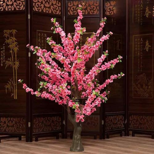 QICBYING Árboles De Cerezo Artificiales, Cerezo Rosa De Imitación, para Decoración del Hogar, Bodas, Fiestas, Jardín, Oficina, Planta Artificial, Enredaderas De Flores Falsas(Pink)