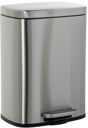 Papelera de acero inoxidable de 12 litros con pedal en acero mate 29x25x39 cm