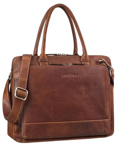 STILORD Nola Shopper Tasche Damen Leder Groß Laptoptasche 13.6 Zoll Arbeitstasche Frauen Aktentasche Vintage Umhängetasche Businesstasche Schultertasche Echt-Leder-Tasche Farbe:schwarz