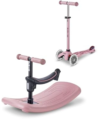 micro™ mini micro Deluxe Rock & go LED | Das ORIGINAL | Innovatives 6-in-1 System | Vom Wippen zum Scooter, Alles INKLUSIVE | Roller für Kinder von 1 bis 6 Jahren (Dusty Rose)
