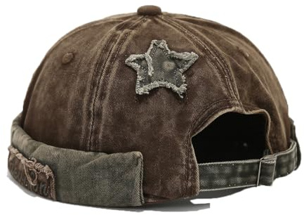 Docker Cap Herren Vintage Seemannsmütze Skullcap Rollmütze Verstellbar