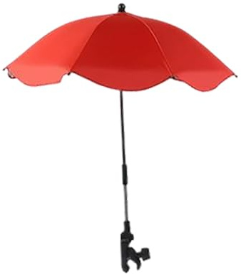 Generisch Stuhlschirm mit Klemme, Universeller Verstellbarer Strandkorbschirm, UV-Schutz, Universal Schirmhalter für Fahrrad/Rollstuhl/Kinderwagen/Angeln Stuhl/Golf Trolley Cart (Rot)