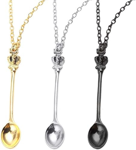 3PCS Antique Style Spoon Necklace Set – Mini Spoons Pendant Charms, Vintage Snuff Spoon Necklace – Small Spoons Jewelry for Women & Girls – Tiny Pendant with Long Chain – Perfect Party Favors & Gifts