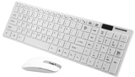 Clavier et Souris sans Fil Compact Ultra Fin Blanc | Récepteur Nano USB, Plastique Léger, Housse Incluse, Usage Bureau et Voyage