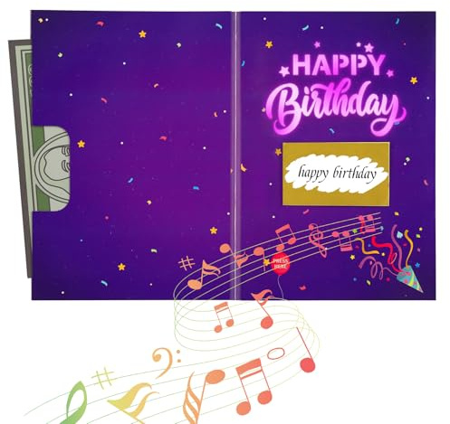 Musik-Geburtstagskarte mit Rubbelfeld & Licht - Geldgeschenk mit beschriftbarer Rubbelkarte - Die perfekte Geburtstagskarte, Geburtstagsgutschein für Frauen, Männer, Kinder, Jungen, Freundin, Mädchen