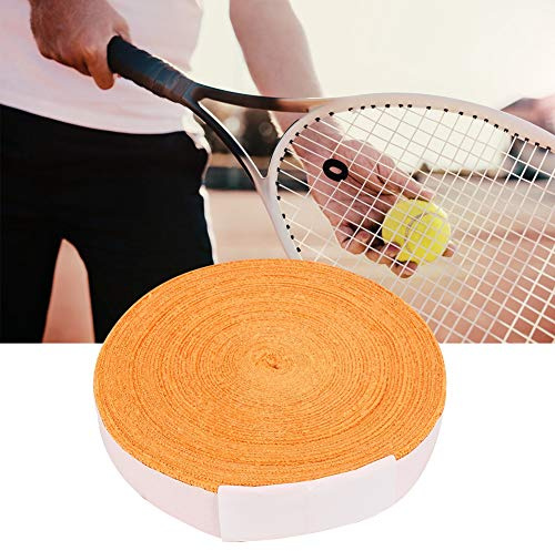 Luqeeg 10M Racket Grip Tejp, Polyester Fiber Svett Absorption Tejp, Anti Skid Wrap med Andningsbar Mjuk Handkänsla, Idealisk för Tennis, Badminton, Squash, fiskespö och Motorcykelhandtag (Orange)