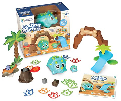 Learning Resources Coding Critters: Rumble & Bumble, Ab 4 Jahren, Programmierbare Dinos, Fördert Mint-Konzepte, Spielspaß ohne Bildschirm