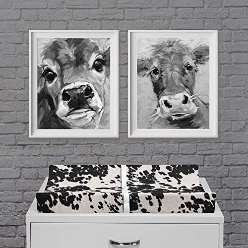 Glenna Jean Premium Western Cowboy Changing Pad Cover Stylish Ultra Soft Faux Black Cowhide for Boys Girls
