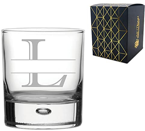 Personalised Engraved Novelty Initial and Name Whiskey Glass, Letter L, Personalise with Any Name, Gift Boxed, Perfect for Any Occasion