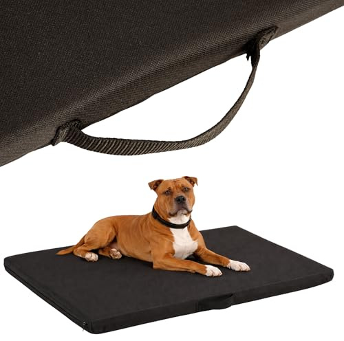 COOL PET Hundematratze, 80 × 57 × 3 cm – komfortable Schaumstofffüllung, strapazierfähiger Oxford-600D-Bezug mit wasserabweisendem PVC-Anstrich, maschinenwaschbar, Hergestellt in der EU, Schwarz