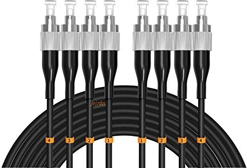Jeirdus - Cavo ottico a fibra ottica, 5 metri da FC a FC da esterno corazzato 4 Core 9/125 SM, cavo patch ottico monomodale FC-FC