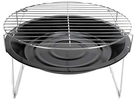 Transportabler Grill für unterwegs, Klappgrill für Garten und Camping, mit Feuerschale, Grillrost mit vormontierten Grillstützen