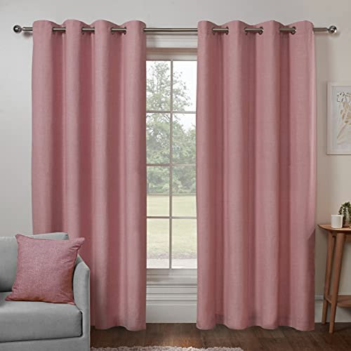 Sleepdown Textured Print Eyelet Curtains Lined Curtains for Bedroom and Living Room 46 x 54 Inch Blush 2 Panels, 5056242839460