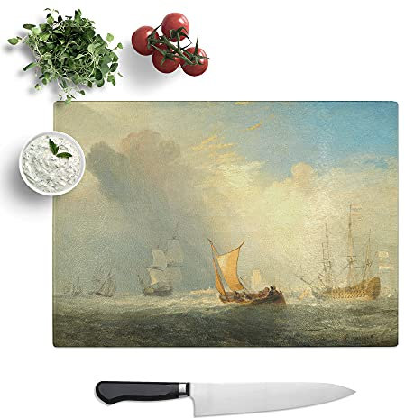 Rotterdam Ferry-Boat by Joseph Mallord William Turner - Textured Chopping Board - Worktop Saver - Cutting Board - Heat Resistant, Shatterproof and Hygenic - 39 x 28.5 cm